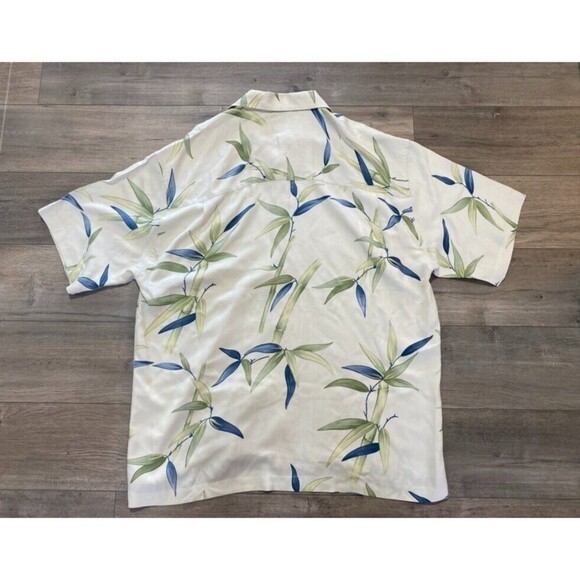 Bamboo Cay Tropical Hawaiian Camp Shirt Bamboo Tree Silk Ivory Mens Size L - Picture 4 of 7